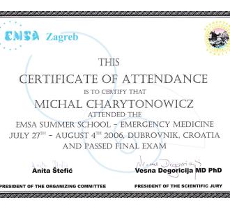 certyfikat dr Michał Charytonowicz