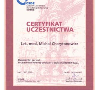 certyfikat dr Michał Charytonowicz